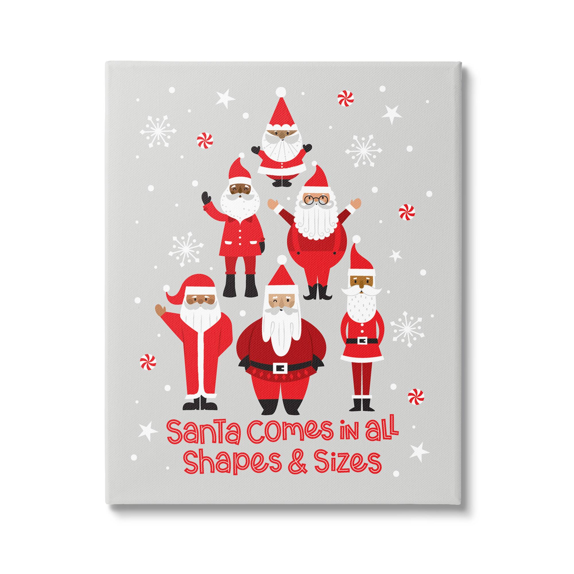Stupell Industries Santa All Shapes & Sizes Christmas Phrase Canvas Wall Art